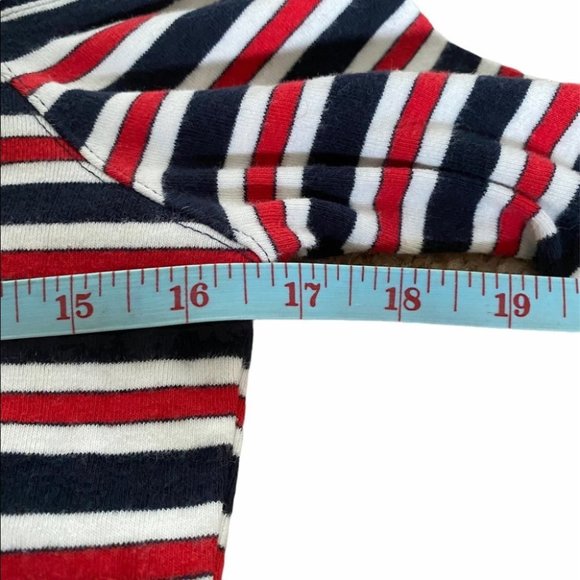 KAREN KANE Off Shoulder Red White  Blue Striped Contouring Normcore Top S - Picture 8 of 10